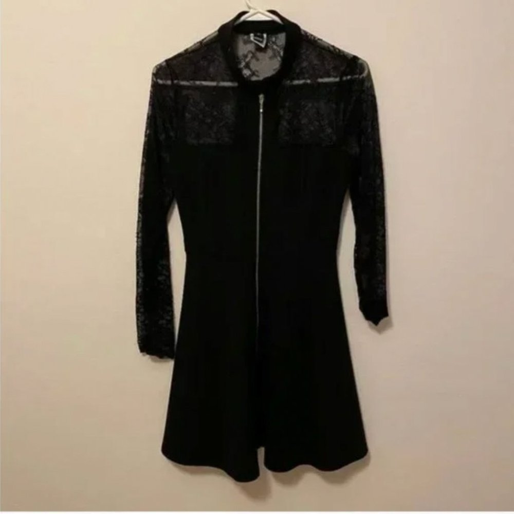 Windsor zipper black skater dress